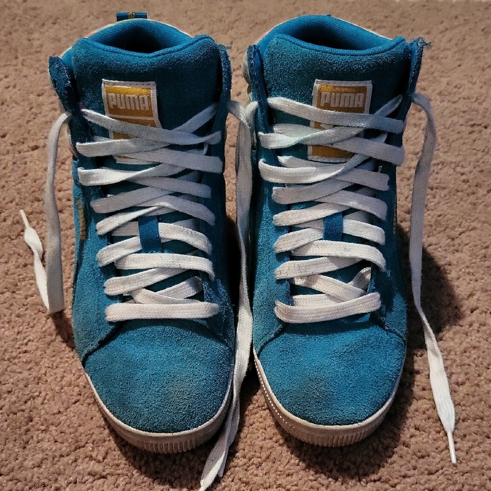 Puma Women's Teal High-Top Hidden Wedge Sneakers